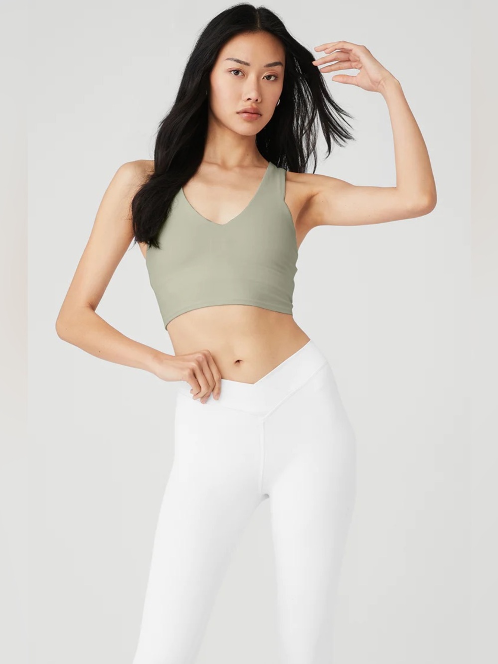 Alo Yoga Real Bra Tank - Limestone (Muted Sage Green) - Size Small